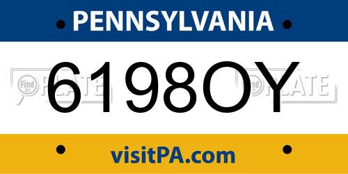 6198OY Pennsylvania License Plate