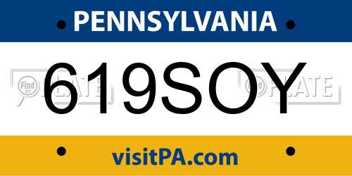 619SOY Pennsylvania License Plate