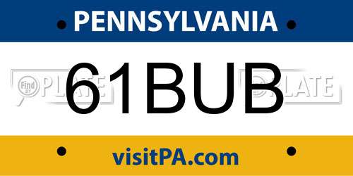 61BUB Pennsylvania License Plate