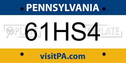 61HS4 Pennsylvania License Plate