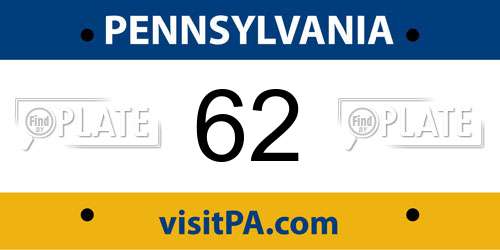 62 Pennsylvania License Plate