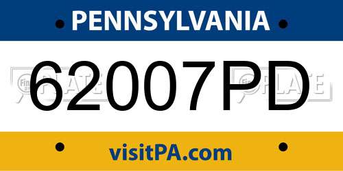 62007PD Pennsylvania License Plate