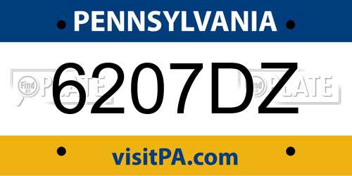 6207DZ Pennsylvania License Plate