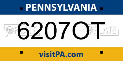6207OT Pennsylvania License Plate