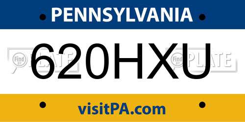 620HXU Pennsylvania License Plate