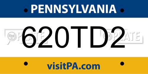 620TD2 Pennsylvania License Plate