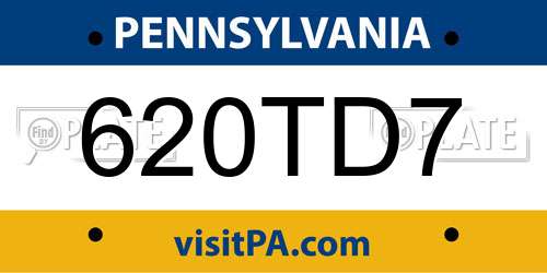 620TD7 Pennsylvania License Plate