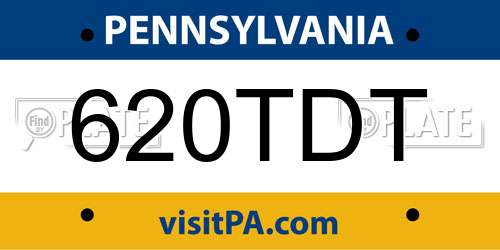 620TDT Pennsylvania License Plate