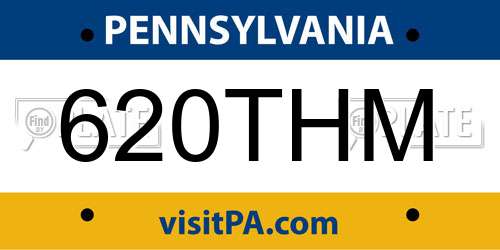 620THM Pennsylvania License Plate