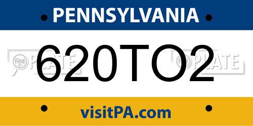 620TO2 Pennsylvania License Plate