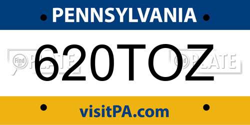 620TOZ Pennsylvania License Plate