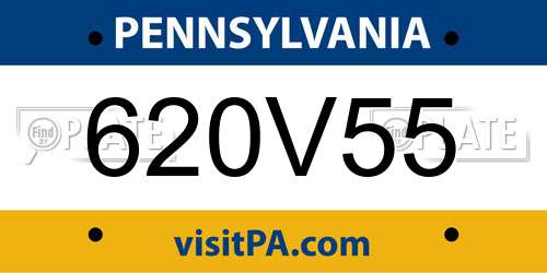 620V55 Pennsylvania License Plate