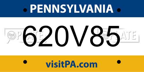 620V85 Pennsylvania License Plate