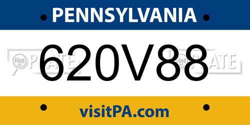 620V88 Pennsylvania License Plate