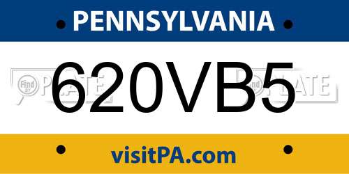 620VB5 Pennsylvania License Plate