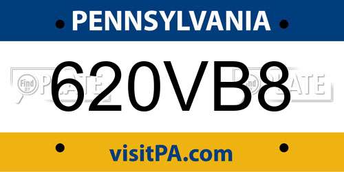 620VB8 Pennsylvania License Plate