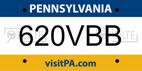 620VBB Pennsylvania License Plate