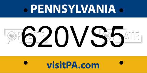 620VS5 Pennsylvania License Plate