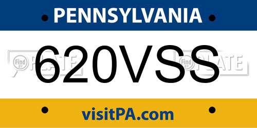 620VSS Pennsylvania License Plate