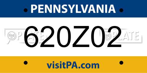 620Z02 Pennsylvania License Plate