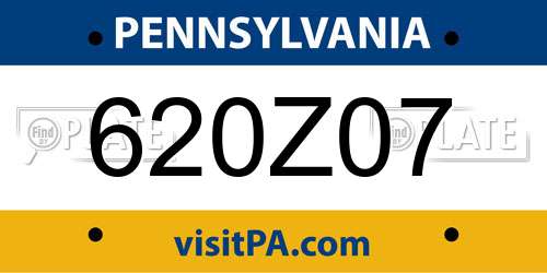 620Z07 Pennsylvania License Plate