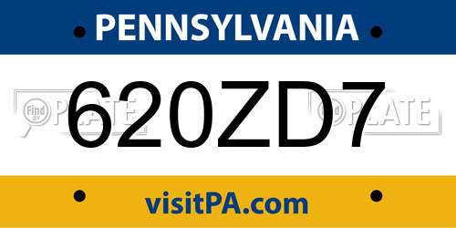 620ZD7 Pennsylvania License Plate
