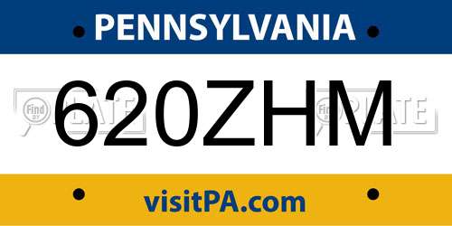620ZHM Pennsylvania License Plate