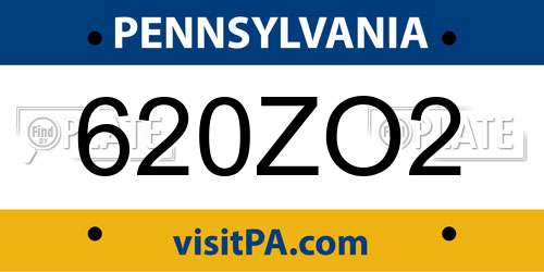 620ZO2 Pennsylvania License Plate