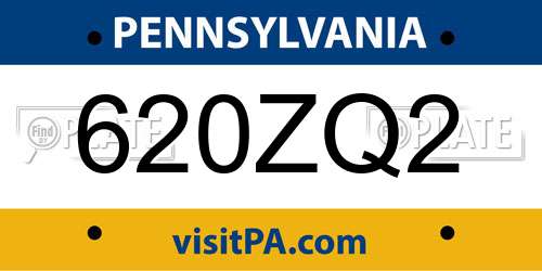 620ZQ2 Pennsylvania License Plate