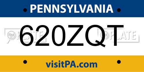 620ZQT Pennsylvania License Plate