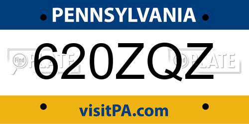 620ZQZ Pennsylvania License Plate