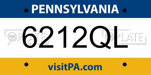 6212QL Pennsylvania License Plate