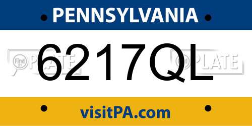 6217QL Pennsylvania License Plate