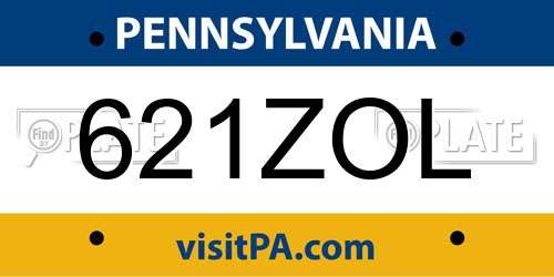 621ZOL Pennsylvania License Plate