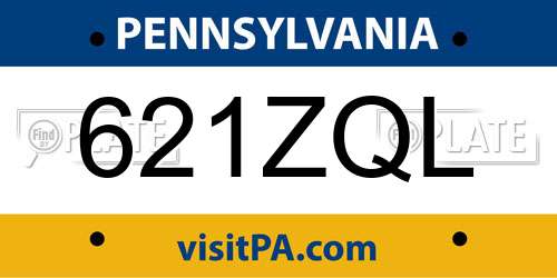 621ZQL Pennsylvania License Plate