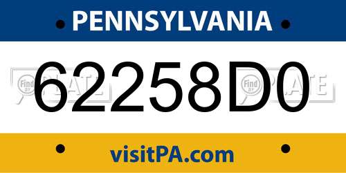 62258D0 Pennsylvania License Plate