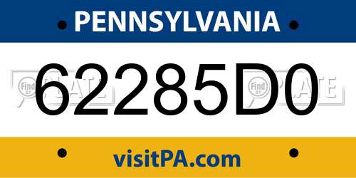 62285D0 Pennsylvania License Plate