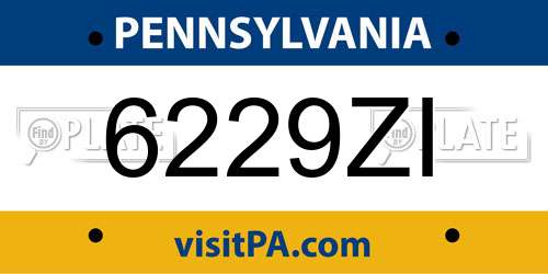 6229ZI Pennsylvania License Plate