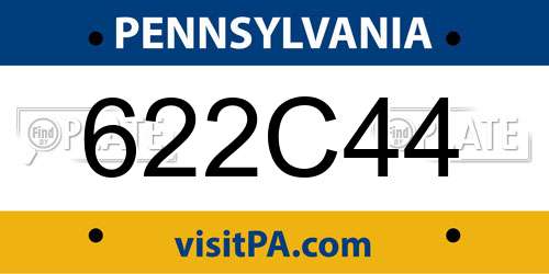 622C44 Pennsylvania License Plate