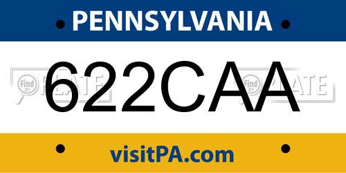 622CAA Pennsylvania License Plate