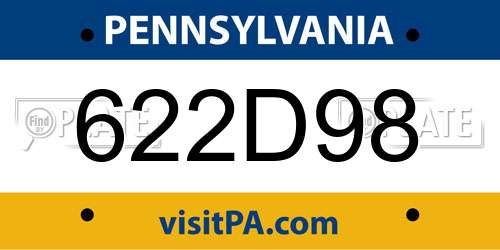 622D98 Pennsylvania License Plate