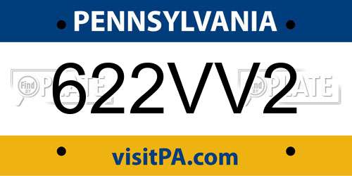 622VV2 Pennsylvania License Plate