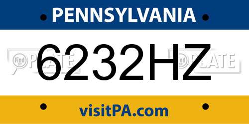 6232HZ Pennsylvania License Plate