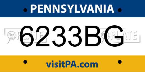 6233BG Pennsylvania License Plate
