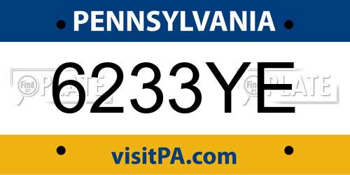 6233YE Pennsylvania License Plate