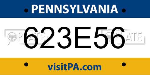 623E56 Pennsylvania License Plate