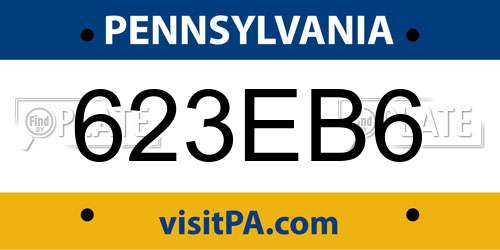 623EB6 Pennsylvania License Plate