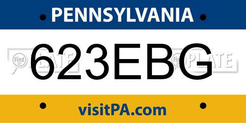 623EBG Pennsylvania License Plate