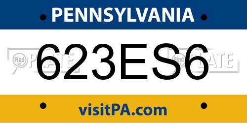 623ES6 Pennsylvania License Plate