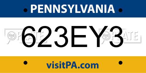623EY3 Pennsylvania License Plate